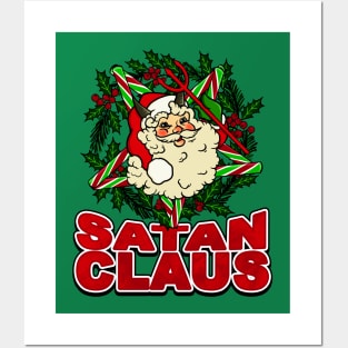 SATAN CLAUS Funny Christmas Satanic Santa Claus Occult Candy Cane Pentagram Posters and Art